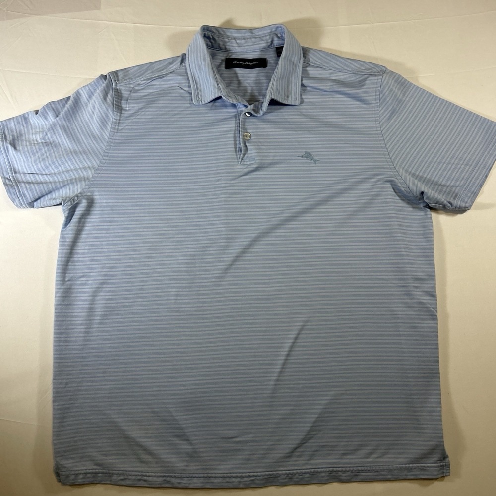 Tommy Bahama IslandZone Mens XL Polo Shirt Light Blue Heather Performance Marlin - Picture 1 of 4